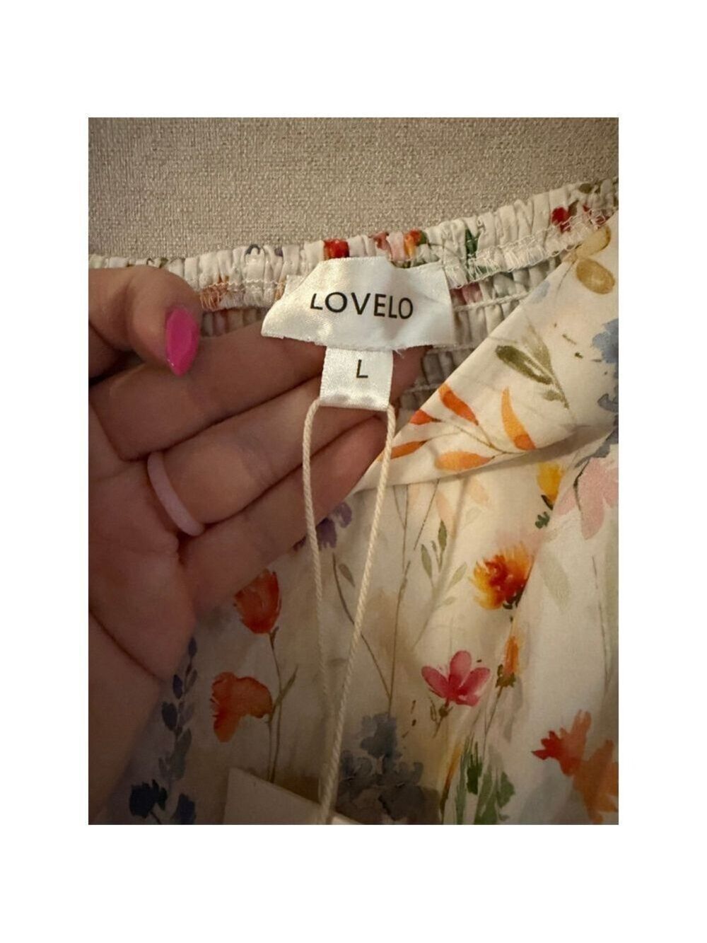 Lovelo Floral Ruffle Mini Dress - Creamy Botanical Print - Puffy Sleeves - NWT - - Picture 5 of 8